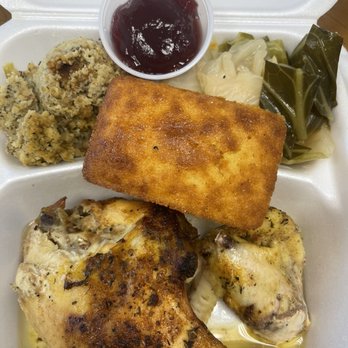 Gracie's Kitchen - Baked Chicken with dressing and cabbage. Cornbread and cranberry sauce. - Southern Near Me - Memphis, Tennessee