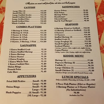 Cajun Catfish House - Menu updated 5/27/16 - Seafood Near Me - Pineville, Louisiana