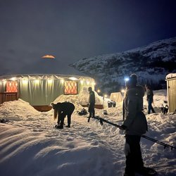 Wilderness Access Outfitters - Arriving at the yurt for dinner!