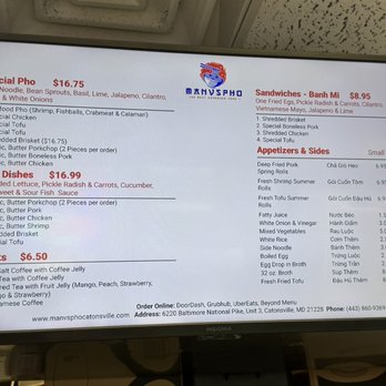 Manvspho - Menu - Vietnamese Near Me - Catonsville, Maryland Manvspho - Menu - Vietnamese Near Me - Catonsville, Maryland
