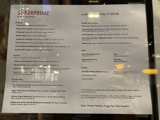 Menu photo 3 Superprime Steakhouse San Francisco, CA