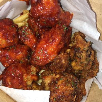 Seoul Bowl - sweet n spicy (red) and soy garlic (brown). all wings come with fries! - Korean Near Me - Bothell, Washington Seoul Bowl - sweet n spicy (red) and soy garlic (brown). all wings come with fries! - Korean Near Me - Bothell, Washington