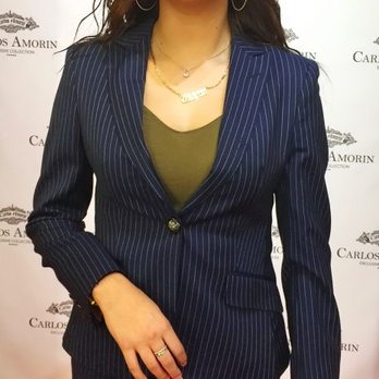 Carlos Amorin - Women suits, new line of Carlos Amorin. Blue striped jacket for ladies. - Men's Clothing Near Me - West Palm Beach, Florida Carlos Amorin - Women suits, new line of Carlos Amorin. Blue striped jacket for ladies. - Men's Clothing Near Me - West Palm Beach, Florida