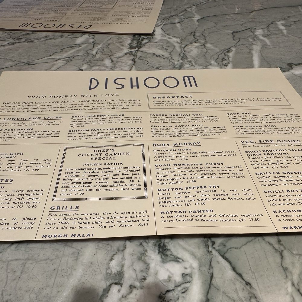 Dishoom - menu - Indian Near Me - London, XGL