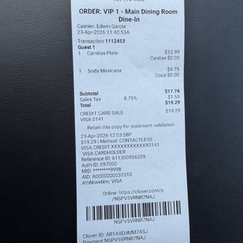 Carnitas al Estilo Michoacan - Receipt - Mexican Near Me - Moreno Valley, California