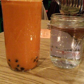 Thai Golden - L Thai Tea w Boba. They also have the lychee and mango ones that burst. - Thai Near Me - Carmel, New York Thai Golden - L Thai Tea w Boba. They also have the lychee and mango ones that burst. - Thai Near Me - Carmel, New York