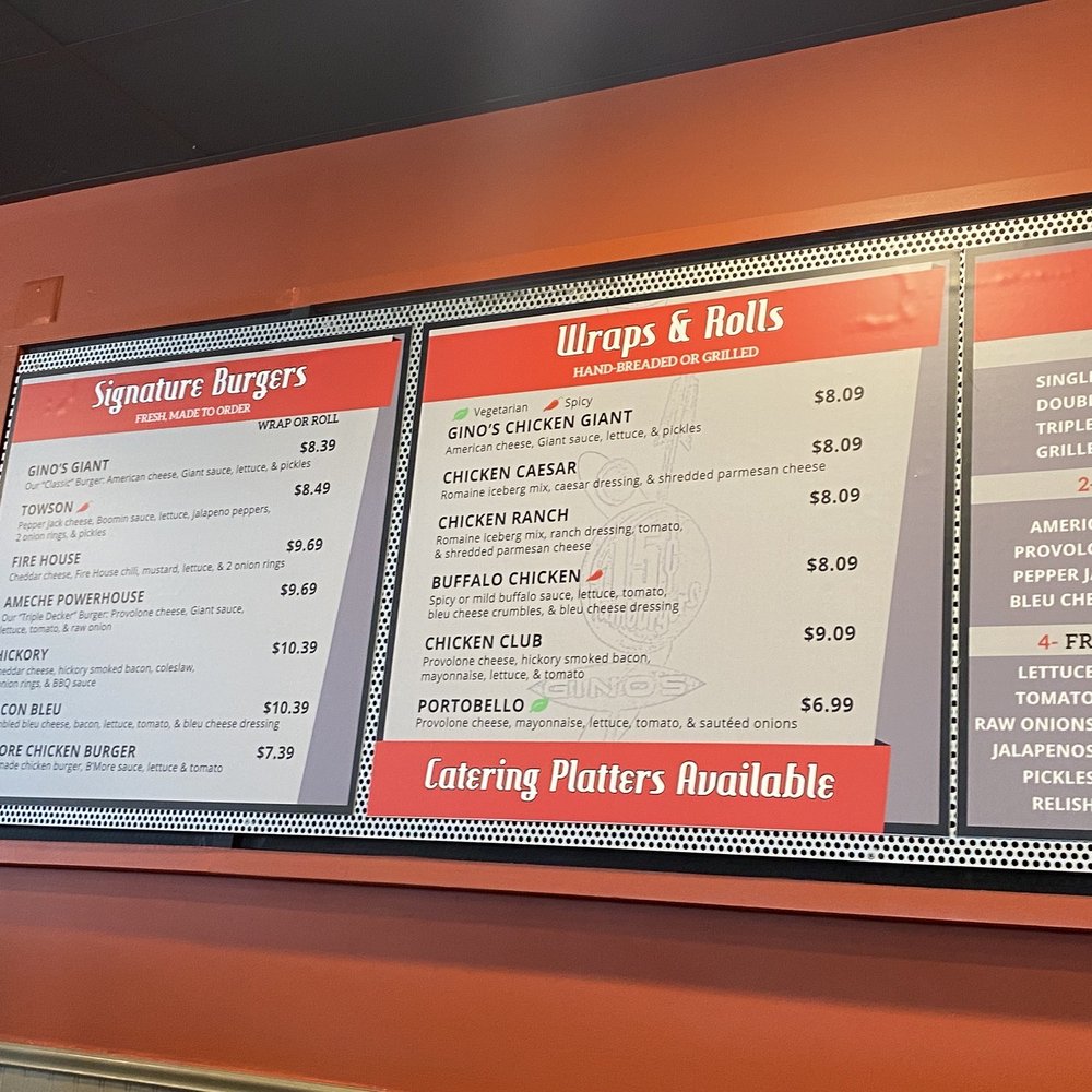 Gino's Burgers & Chicken - Menu - Burgers Near Me - Towson, Maryland