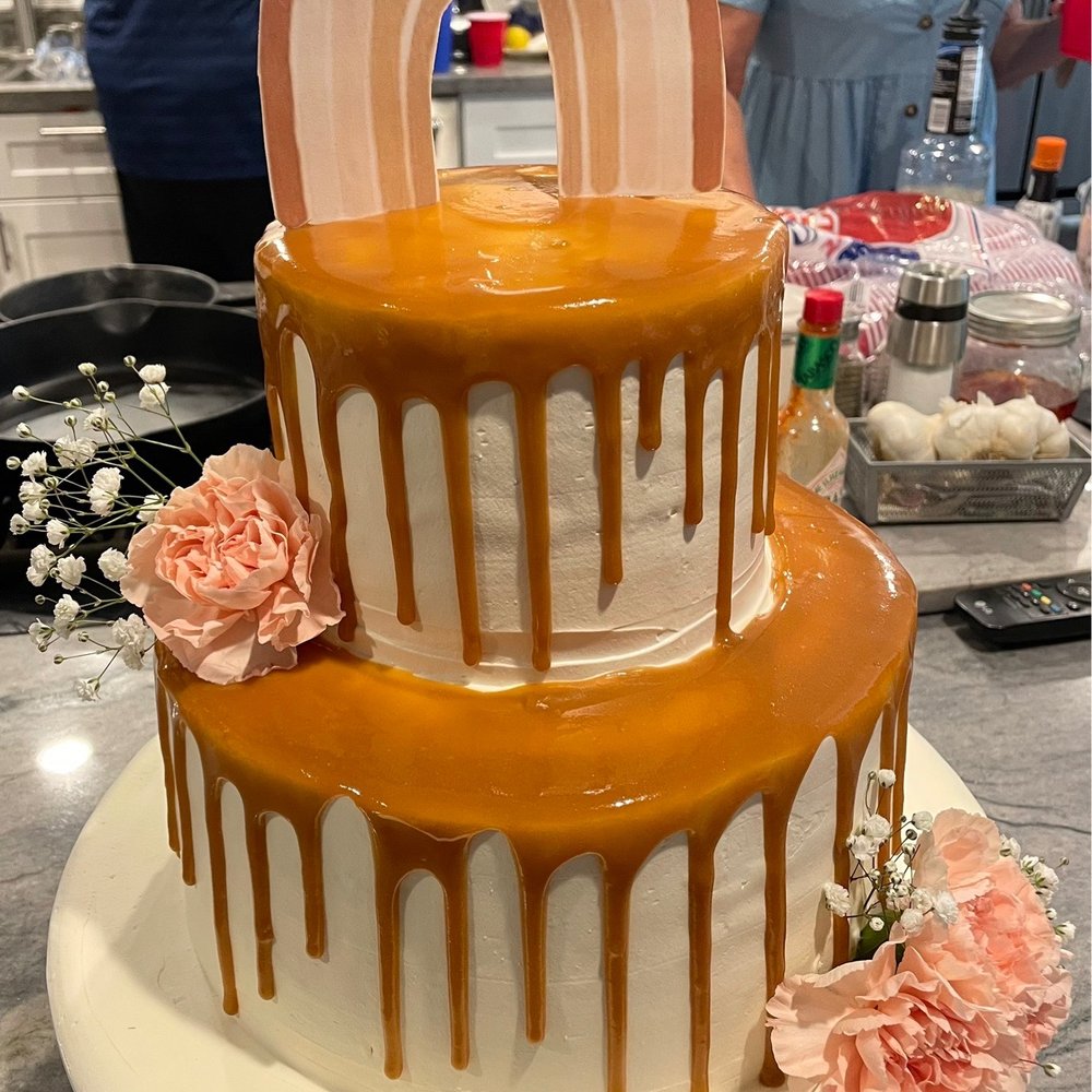 Magda's Cakes - a three layer cake with caramel drips - Bakeries Near Me - Stockton, California Magda's Cakes - a three layer cake with caramel drips - Bakeries Near Me - Stockton, California