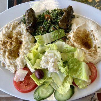Mediterranean Delite - Veggie Combo Plate: baba ghanoush, dolmas, tabbouleh, hummus, Greek salad - Delis Near Me - San Carlos, California Mediterranean Delite - Veggie Combo Plate: baba ghanoush, dolmas, tabbouleh, hummus, Greek salad - Delis Near Me - San Carlos, California