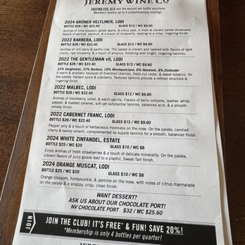 Jeremy Wine Company - 3/3/25 menu - Wine Tasting Room Near Me - Lodi, California Jeremy Wine Company - 3/3/25 menu - Wine Tasting Room Near Me - Lodi, California