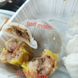 pork hash for shrimp lovers, half moons for mushroom lovers.