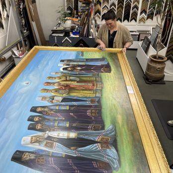 The Frame Up - Linnet giving Russian Painting the finishing touches - Framing Near Me - Santa Rosa, California