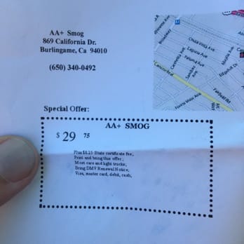 AA+ Smog - Coupon from web site not honored for 6 cylinder gad engines car. Where does it state that they size you up and shake you down? - Smog Check Stations Near Me - Burlingame, California AA+ Smog - Coupon from web site not honored for 6 cylinder gad engines car. Where does it state that they size you up and shake you down? - Smog Check Stations Near Me - Burlingame, California
