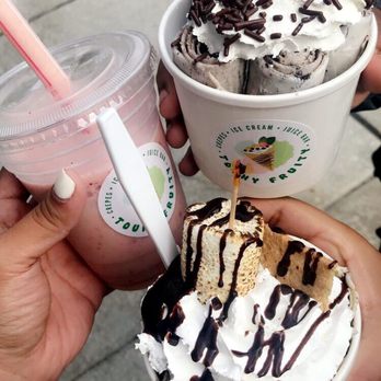 Touhy Fruity - Strawberry banana smoothie, Oreo crunch ice cream and S'mores ice cream - Juice Bars & Smoothies Near Me - Norridge, Illinois Touhy Fruity - Strawberry banana smoothie, Oreo crunch ice cream and S'mores ice cream - Juice Bars & Smoothies Near Me - Norridge, Illinois