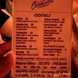 Carmelo's - Menu
