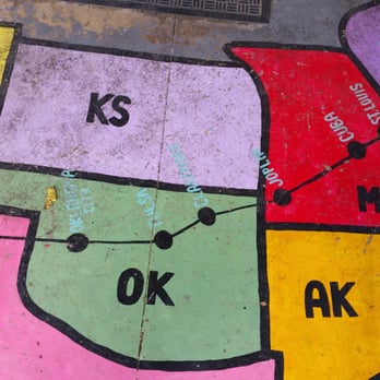 Missouri Hick Barbeque - Map of Rte 66 on porch. - Barbeque Near Me - Cuba, Missouri