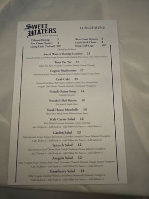 Menu photo 1 Sweet Waters Steak House Westfield, NJ