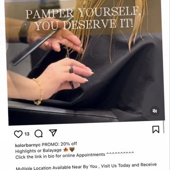 Kolorbar - KolorBar's very own Instagram posts that indicates their 20% off & mentions nothing about "new clients only" - Hair Salons Near Me - New York, New York Kolorbar - KolorBar's very own Instagram posts that indicates their 20% off & mentions nothing about "new clients only" - Hair Salons Near Me - New York, New York