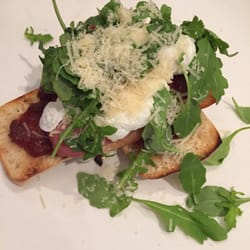 The Tea Rooms - Bacon, poached eggs, rocket and Parmesan on ciabatta