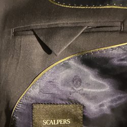 Scalpers - Beautifully lined "city suit" with Scalpers  signature skull and crossbones.