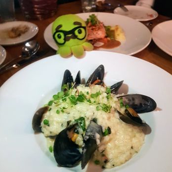 Fishworks - Mussels & Risotto fresh basil, sweet peas, sardo cheese - Seafood Near Me - North Vancouver, British Columbia Fishworks - Mussels & Risotto fresh basil, sweet peas, sardo cheese - Seafood Near Me - North Vancouver, British Columbia