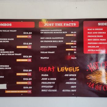 Hot Chickz - the menu of the restaurant - Chicken Wings Near Me - La Puente, California