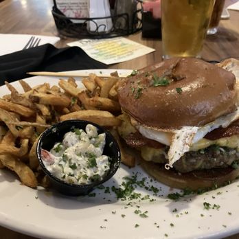 Valatie Bar & Grill - Yolks on you burger has a fried egg and bacon in it cheddar cheese instead of American added chipotle mayo. I got near foodgasm I was happy - Sports Bars Near Me - Valatie, New York Valatie Bar & Grill - Yolks on you burger has a fried egg and bacon in it cheddar cheese instead of American added chipotle mayo. I got near foodgasm I was happy - Sports Bars Near Me - Valatie, New York
