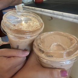 Iced chai (left) and chocolate malt latte (right) Iced chai (left) and chocolate malt latte (right)