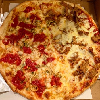 Carlo's Pizza & Pasta - Half Seafood Pie / Half Eggplant Parm - Pizza Near Me - Bridgewater, New Jersey Carlo's Pizza & Pasta - Half Seafood Pie / Half Eggplant Parm - Pizza Near Me - Bridgewater, New Jersey