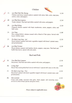 Menu photo 6 Sookjai Thai Restaurant Victoria, BC