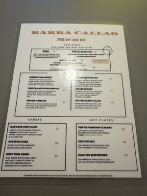 Menu photo 4 Barra Callao North Miami Beach, FL