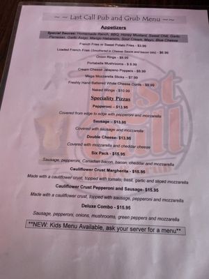 Menu photo 2 Last Call Friendship, WI