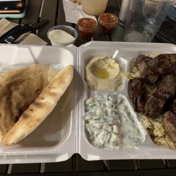 Zait Bistro - 6. Lamb Kebab Combo Plate with Cucumber Yogurt Salad and Traditional Hummus Salad. - Mediterranean Near Me - Rancho Cucamonga, California Zait Bistro - 6. Lamb Kebab Combo Plate with Cucumber Yogurt Salad and Traditional Hummus Salad. - Mediterranean Near Me - Rancho Cucamonga, California