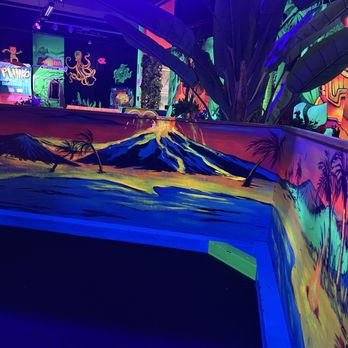 Aloha Mini Glow Golf - Such cool artwork - Mini Golf Near Me - Peabody, Massachusetts