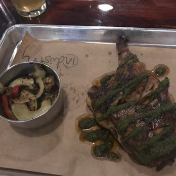 Industry - Beer can chicken with chimichurri sauce. Yum! - New American Near Me - San Marcos, Texas Industry - Beer can chicken with chimichurri sauce. Yum! - New American Near Me - San Marcos, Texas