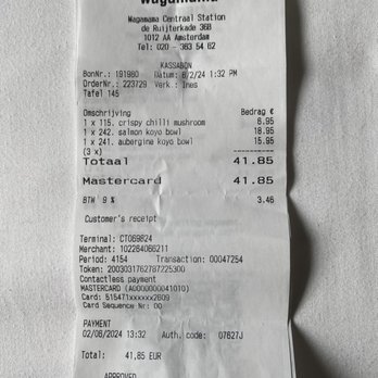 Wagamama - Receipt - Pan Asian Near Me - Amsterdam, New Hampshire
