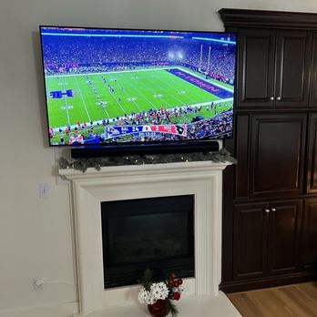 Handy King - Mounted TV above fireplace , hid power line due to multiple location of studs . - TV Mounting Near Me - San Diego, California