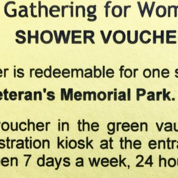 Veteran's Memorial Park - GFW Shower Voucher. Ranger John decided to berate me (the only minority) about how I need to come with all my things ready and leave asap. - Parks Near Me - Monterey, California