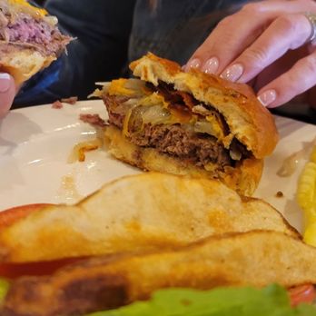 Stogie Joe's Tavern - Bacon, cheese and fried onions cheese burger. Grilled taste very good - Burgers Near Me - Philadelphia, Pennsylvania Stogie Joe's Tavern - Bacon, cheese and fried onions cheese burger. Grilled taste very good - Burgers Near Me - Philadelphia, Pennsylvania