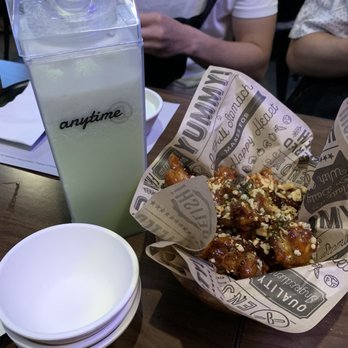 Anytime Kitchen - Left: Honeydew Matcha Makgeolli Right: Popcorn Chicken - Korean Near Me - New York, New York Anytime Kitchen - Left: Honeydew Matcha Makgeolli Right: Popcorn Chicken - Korean Near Me - New York, New York