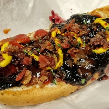Dat Dog - Duck w/ Blackberry sauce - 4 stars. My favorite w/ its charred flavor and unique tangy/sweet sauce! Fri 2016-04-29 - Hot Dogs Near Me - New Orleans, Louisiana Dat Dog - Duck w/ Blackberry sauce - 4 stars. My favorite w/ its charred flavor and unique tangy/sweet sauce! Fri 2016-04-29 - Hot Dogs Near Me - New Orleans, Louisiana