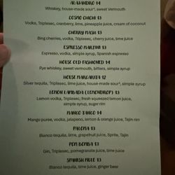 Cocktail menu- and they can make anything as a mocktail