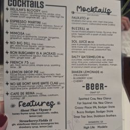 Drink menu Drink menu