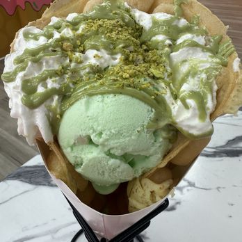 Babes Bubble Waffle Cafe - Pistachio - Waffles Near Me - Brookfield, Wisconsin