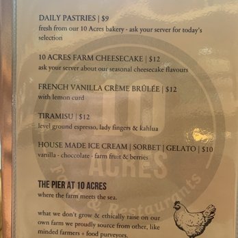 10 Acres at the Pier - the menu - Seafood Near Me - Sidney, British Columbia