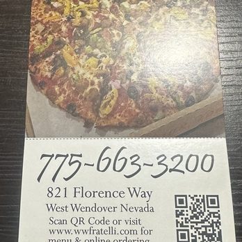 Fratelli Pizza - Flyer and pick up receipt - Pizza Near Me - West Wendover, Nevada Fratelli Pizza - Flyer and pick up receipt - Pizza Near Me - West Wendover, Nevada