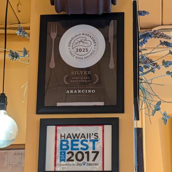 Arancino - Awards! - Italian Near Me - Honolulu, Hawaii