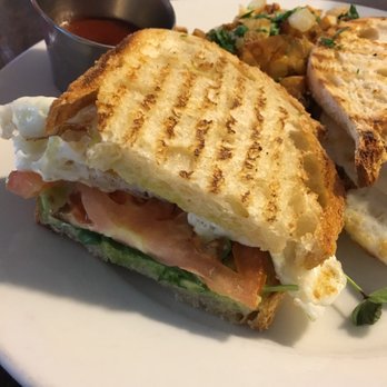 Blu Jam Cafe - Eggwich with potatoes, yummmmmmy! (No bacon on mine) - Breakfast & Brunch Near Me - Sherman Oaks, California