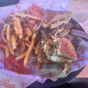 Bubba's 33 - Spicy Habanero Burger* that was too big to finish so i took it home - American Near Me - San Antonio, Texas