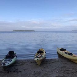 Nicolet Beach Rentals - A view of Nicolet Bay with Horseshoe Island in the background.